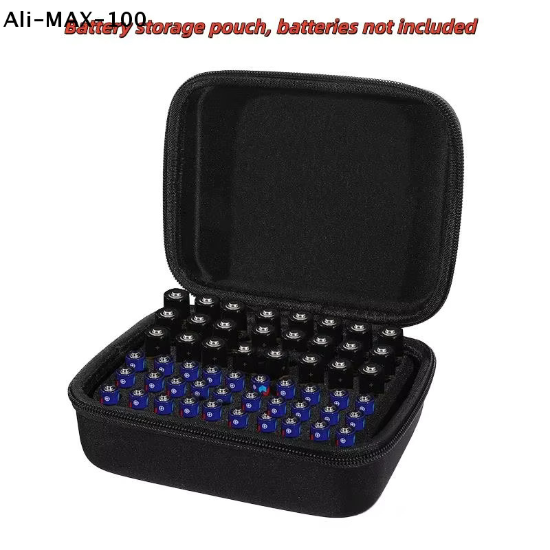 AyS Tragbare Batterie-Aufbewahrungsbox für 54 AA/AAA Batterien, EVA-Organizer-Tasche in Schwarz - Bild 4
