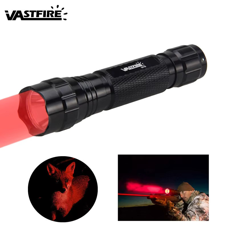 VASTFIRE Taktische LED Taschenlampe mit rotem Licht, High Power Scheinwerfer für Jagd und Nacht, Schwarz/Rot - Bild 7