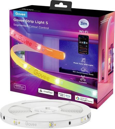 Govee RGBIC LED-Streifen mit WLAN und Bluetooth, 3 Meter, Multicolour und Weiß
