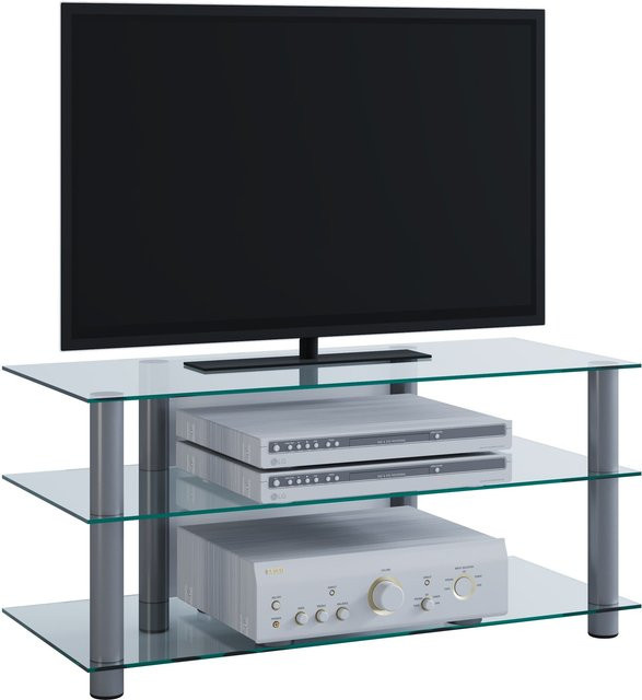 VCM TV-Möbel Netasa Lowboard aus Aluminium und ESG-Sicherheitsglas in Silber, Schwarz und Transparent, B/T/H: 95 x 40 x 45 cm - Bild 3