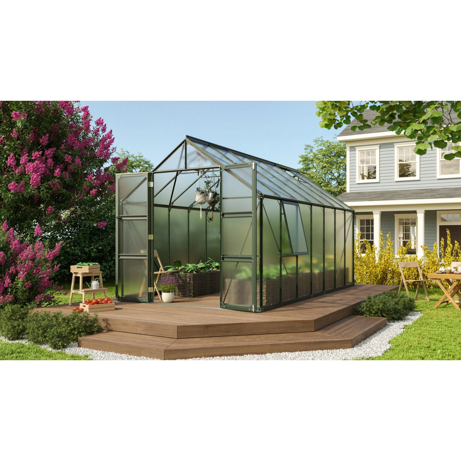Vitavia Gewächshaus Olymp 11500 in Smaragdgrün mit 11,5 m² Fläche, Polycarbonat-Platten und Fundamentrahmen - Bild 3
