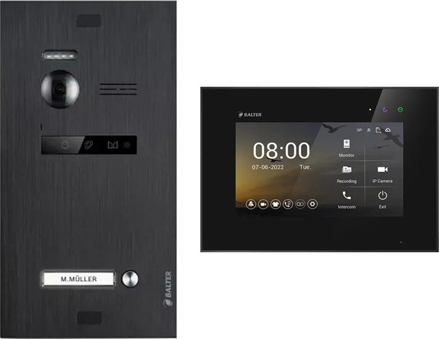 Balter EVO-HD Video-Türsprechanlage für 1-Familienhäuser mit 7 Zoll Monitor in Schwarz - Bild 1