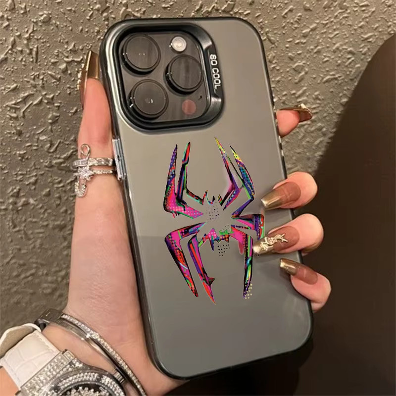 Stoßfeste Handyhülle mit buntem Spinnen-Design in matter Rüstung für iPhone Modelle - Bild 1