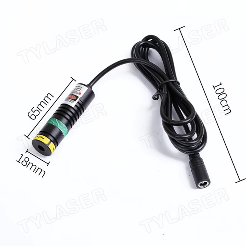 Grünes Linienlasermodul 520 nm, fokussierbar, 10–100 mW, Schwarz, Durchmesser: 18 mm, Höhe: 65 mm - Bild 3