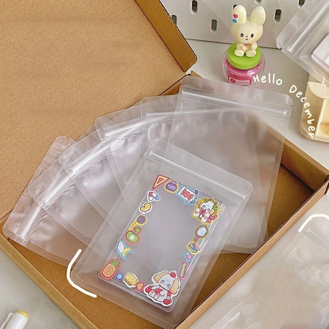 10 Stück transparente Kpop-Kartenverpackungsbeutel aus Kunststoff mit Reißverschluss und selbstklebend von TPXCKz - Bild 1