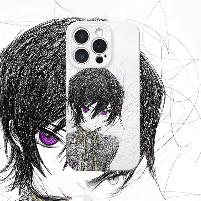 Anime Handyhülle CC Lelouch Lamperouge CODE GEASS RE Surrection Hard Cover für iPhone 11 bis 17 Pro Max Plus Air Mini in Weiß - Bild 3