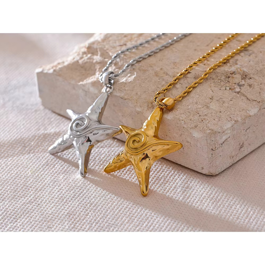 Yhpup Halskette mit Seestern-Anhänger, Edelstahl, Gold, Unisex - Bild 3