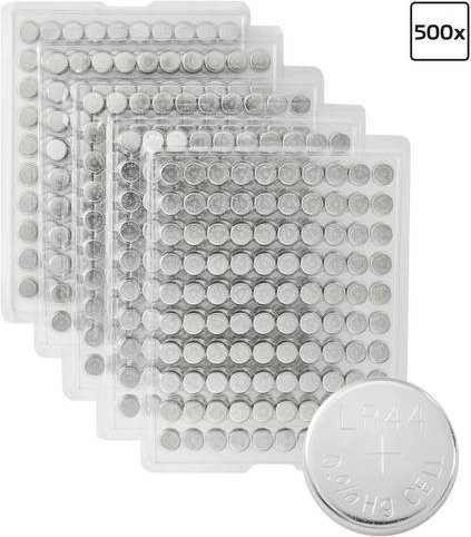 Voltcraft Knopfzellen LR44 1.5V AG13 Alkali-Mangan mit 140 mAh, 500 Stück, Silber - Bild 1