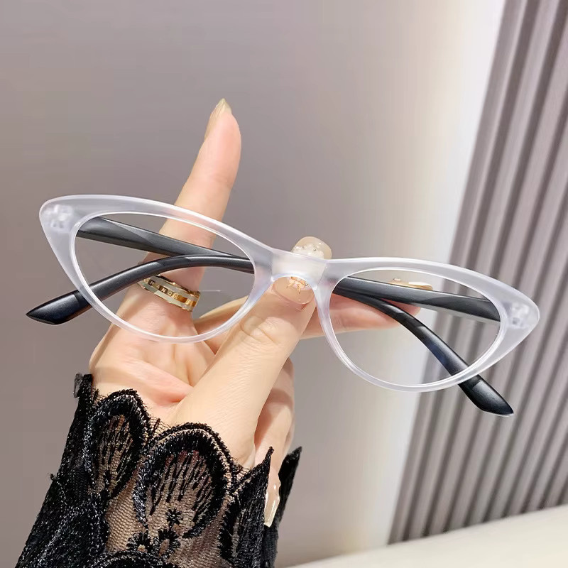 Lesebrille Damen Retro Katzenaugen, Vollrand, transparent, Kunststoff - Bild 2