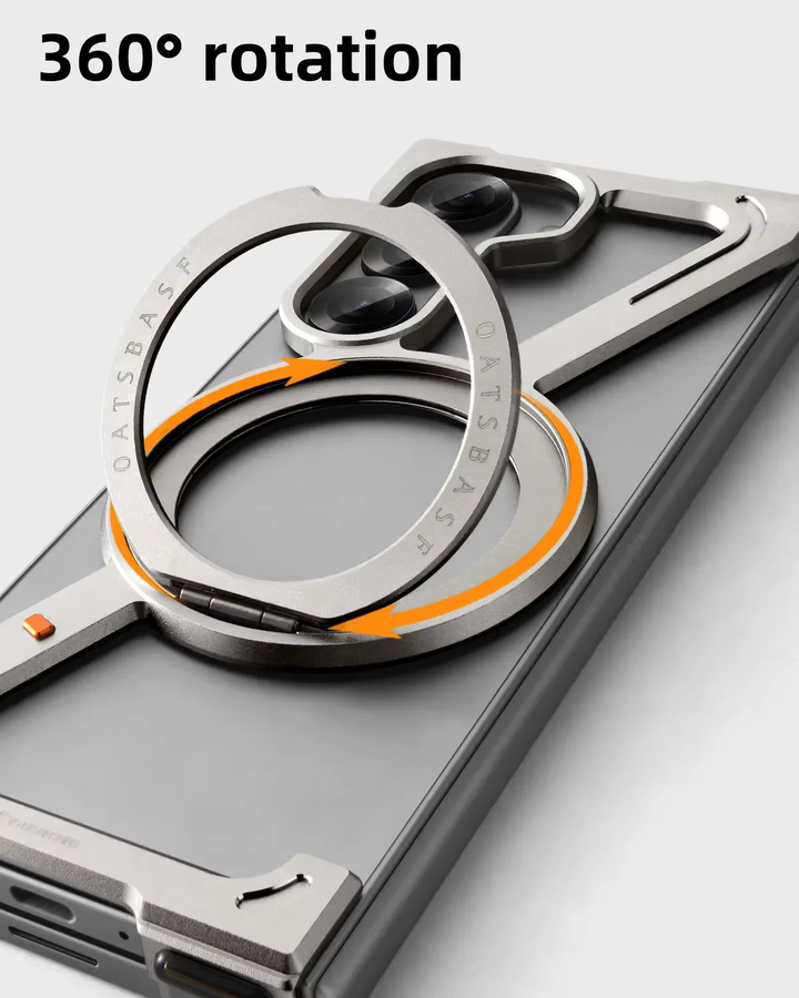 Oatsbasf Magnetische Metall-Handyhülle für Samsung Galaxy Z Fold 8 Ultra mit 360 Grad Schutz und drehbarem Ständer in Schwarz - Bild 5