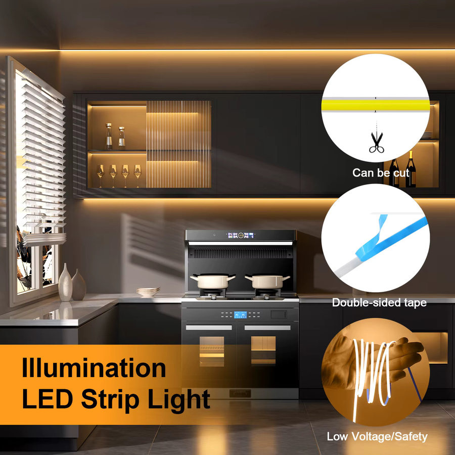 GAHADA COB LED Streifen DC 5V mit hoher Dichte für TV und Spiegel Hintergrundbeleuchtung, batteriebetrieben - Bild 5