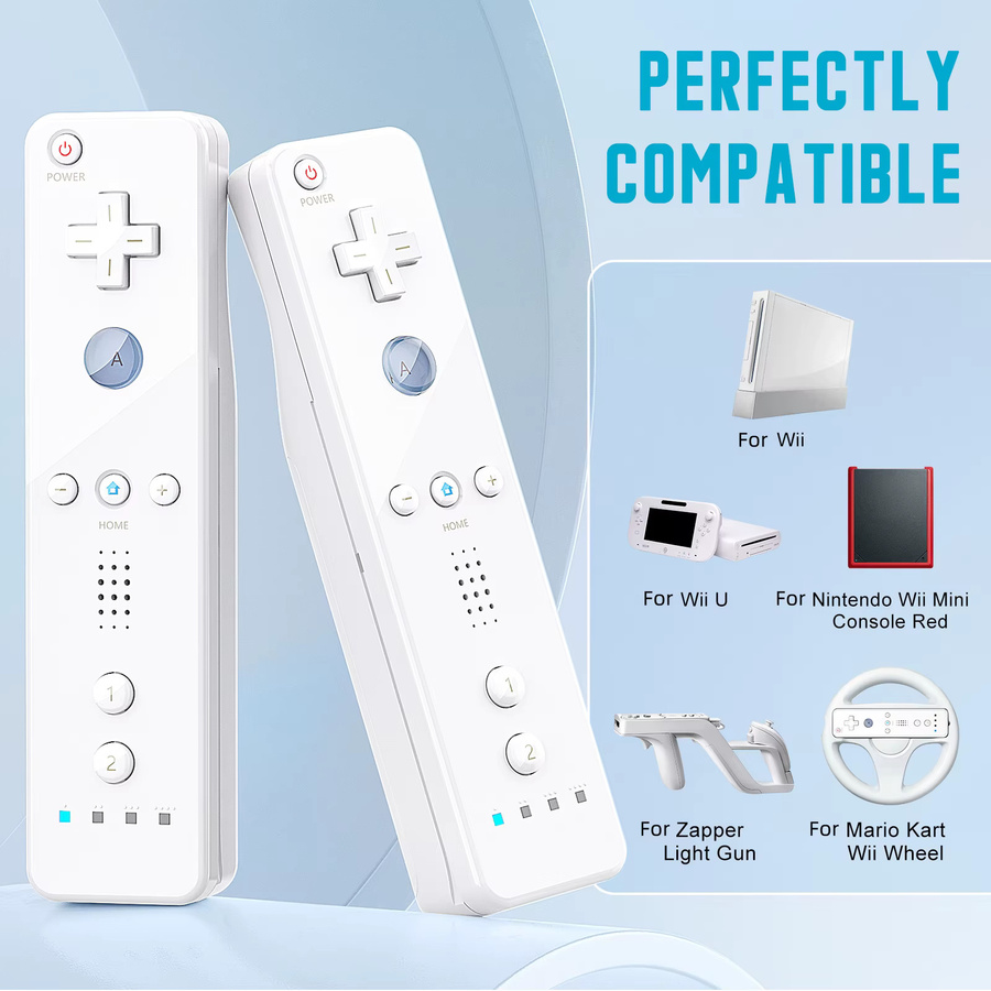 GAMROMBO 2in1 Wireless Controller Set für Nintendo Wii und Wii U mit Joystick und Motion Plus, Farbe: Weiß - Bild 2