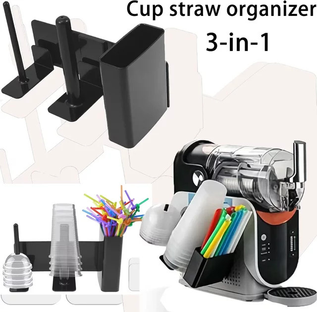 Ninja Becherhalter und Deckelspender mit Strohhalm-Aufbewahrungsorganizer für FS301 FS30 Slushie Maschinen, Schwarz - Bild 1