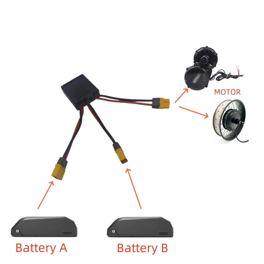 GUSTAVO E-Bike Doppelbatterie-Entladekonverter Dual-Batterie-Parallelmodul Umschalter Schwarz 20–80 V 20 A/30 A/40 A - Bild 2