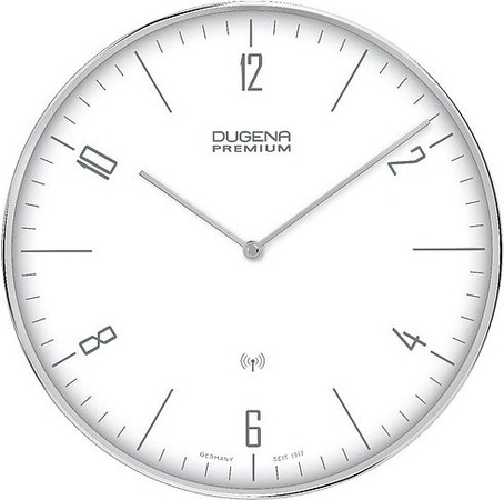 Dugena Wanduhr 7000997 modern analog radio_controlled silber weiß Metall Rund
