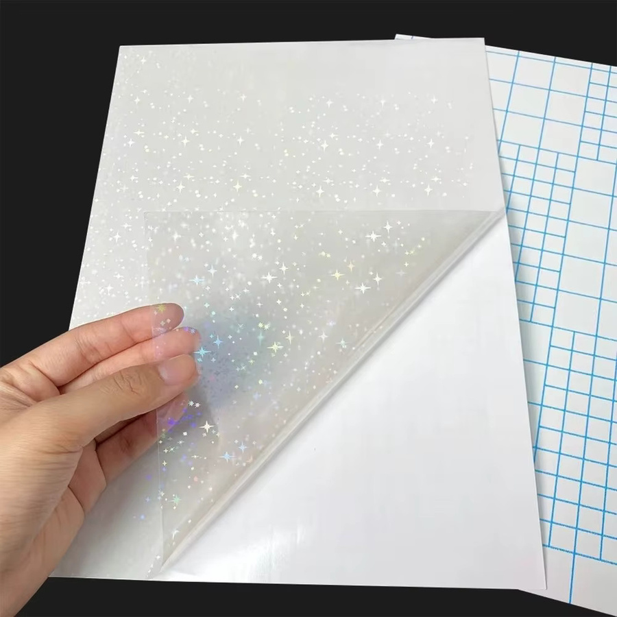 5 Stück selbstklebende holografische Aufkleberpapier A4, wasserdichte transparente Vinyl-Laminierblätter - Bild 1