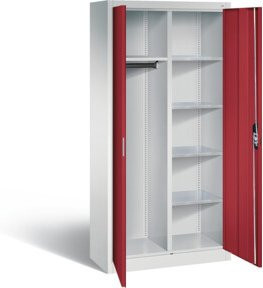 C+P Akten- und Garderobenschrank Acurado mit Front in Rubinrot und Korpus in Lichtgrau, H x B x T: 195 x 93 x 40 cm - Bild 1