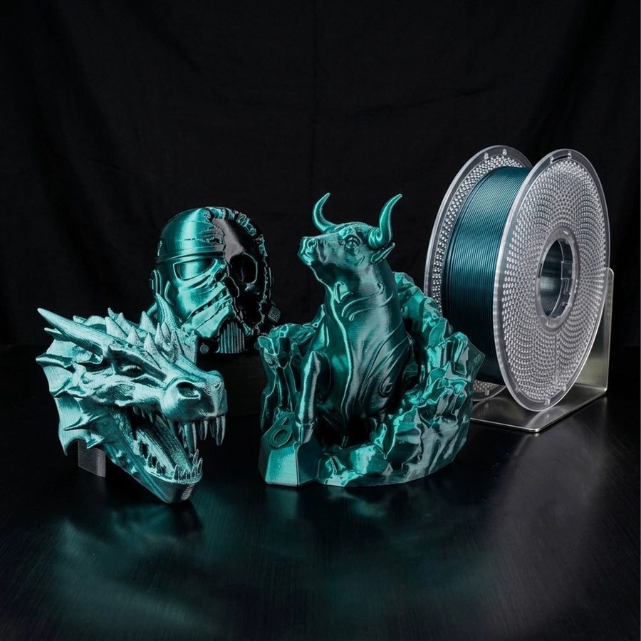 BING3D PLA 3D-Drucker Filament 1,75mm Seidenglänzend Zweifarbig Schwarz-Grün 1kg - Bild 3