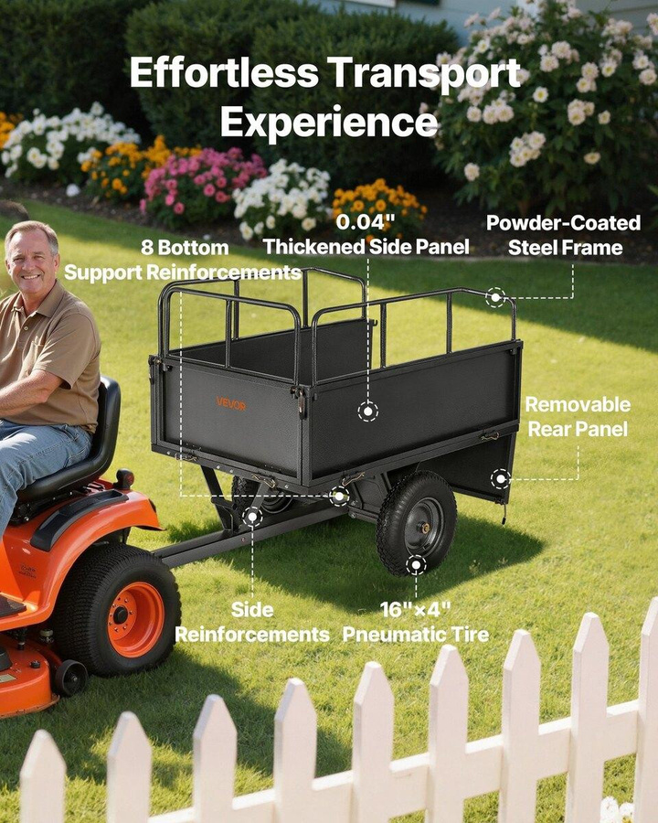 Schwerlast Stahl-Kippwagen 17 Cu. Ft für ATV/UTV Anhänger mit 600LB Traglast - Bild 7