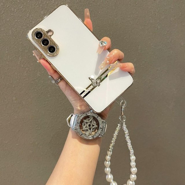 Perlenarmband Handyhülle mit Herz-Design für Samsung Galaxy A56 A55 A54 A53 A36 A35 A34 A26 A25 A24 A16 A15 A14 A06 4G 5G in Weiß - Bild 1