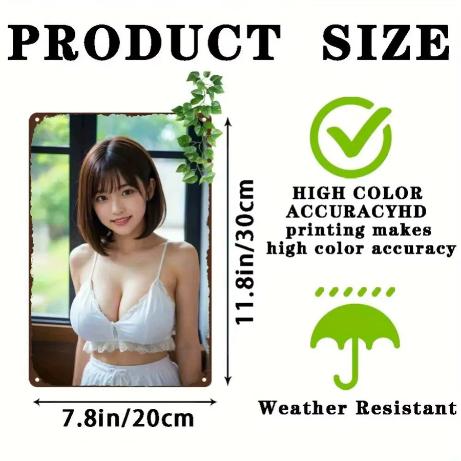 CIFBUY Vintage Anime Metallschild als Wandkunst im Retro-Look, Rechteckig, Breite: 30,48 cm, Höhe: 20,32 cm - Bild 3