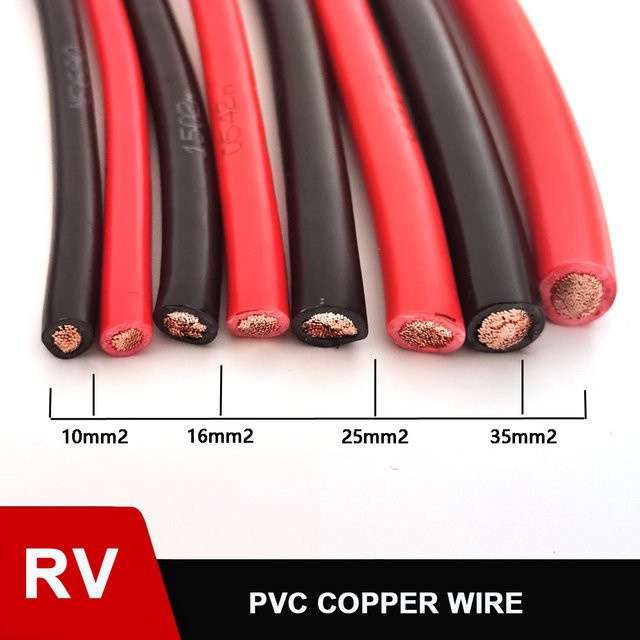 TAKORI Kupferkabel Einadrig Mehrsträngig mit PVC-Isolierung in Rot oder Schwarz, Verfügbar in 10 mm2, 16 mm2, 25 mm2 und 35 mm2 - Bild 1