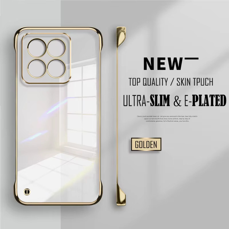 Transparente Schutzhülle für Xiaomi 17 Pro Max 15 Ultra 14 13 Lite 13T 12x 12 Pro mit goldenem Rahmen - Bild 1