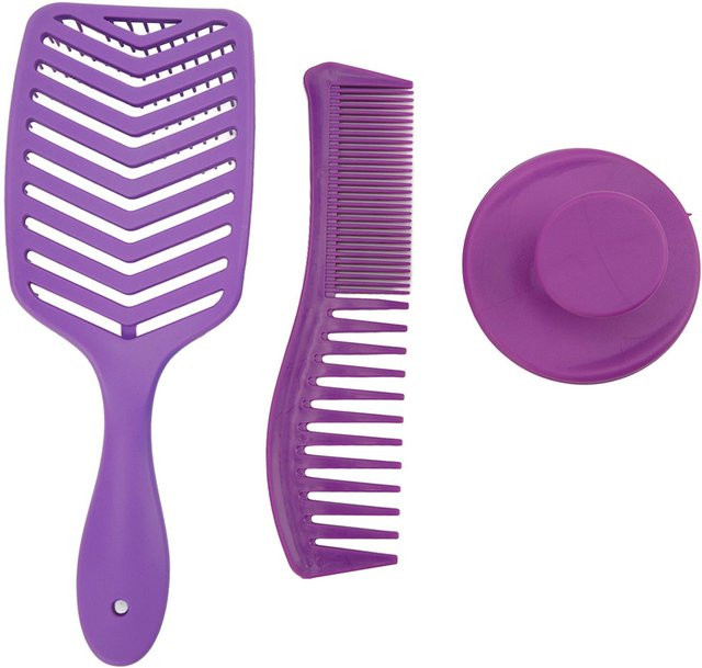 Koogeelife Haarbürsten-Set, 3 Stück, lila - Bild 1
