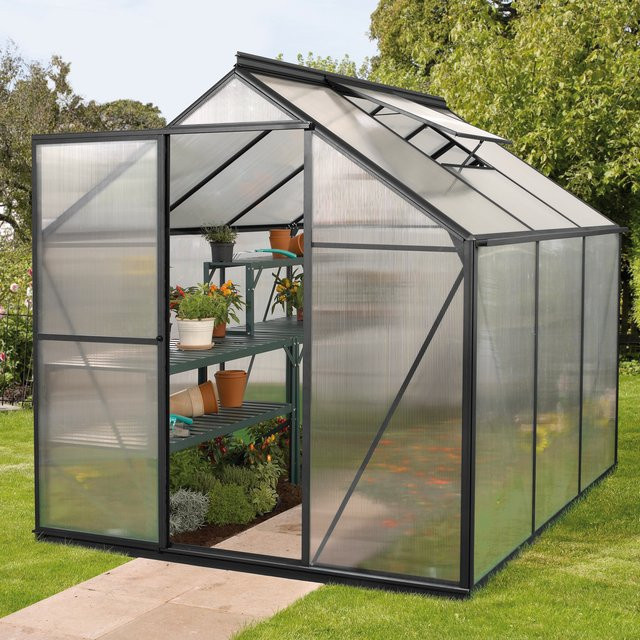 Vitavia Gewächshaus Triton 3800 Schwarz mit Stahlfundamentrahmen und Polycarbonat-Dachfenstern 3,8 m² - Bild 1