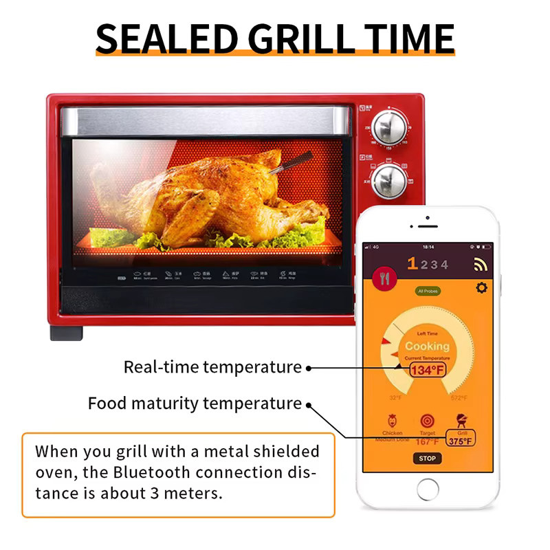 YTYIN Kabelloses Bluetooth BBQ-Sondenthermometer aus Edelstahl für Fleisch und Steak zur Temperaturkontrolle beim Grillen - Bild 3