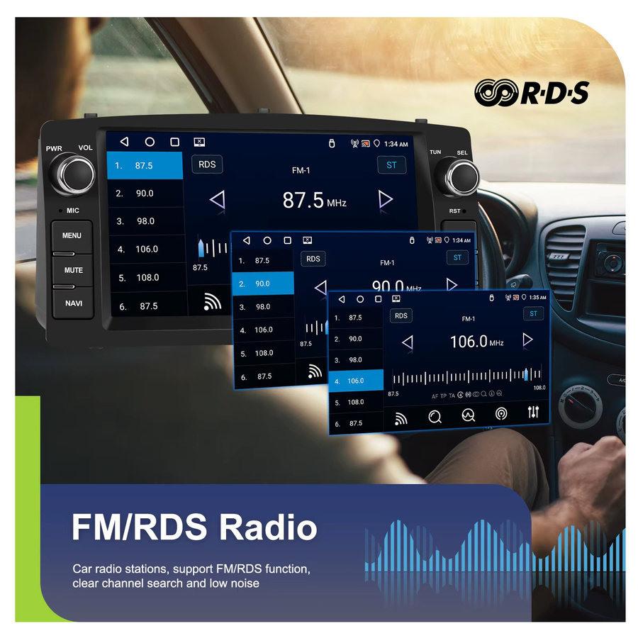 Podofo Carplay Android Autoradio mit GPS für Toyota Corolla E120 2000-2007, E130 2004-2007 und BYD F3 2006-2013 in Schwarz - Bild 5