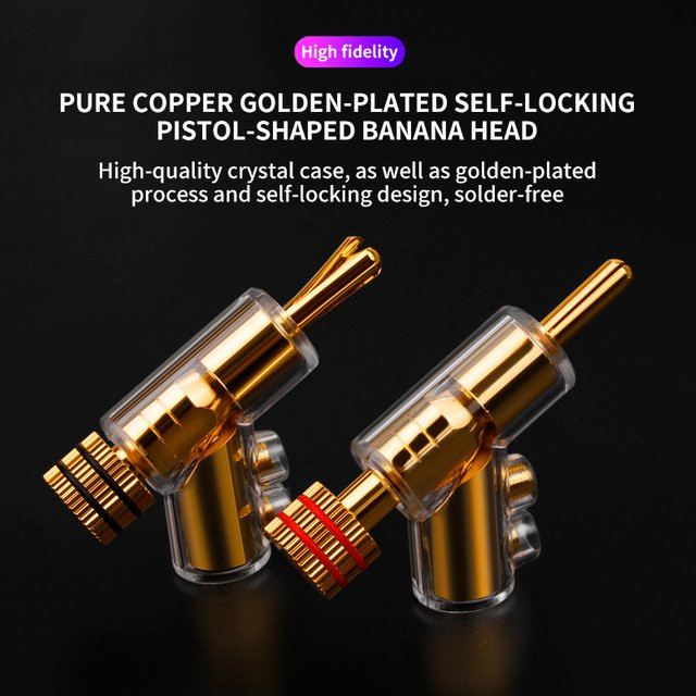 YYAUDIO HIFI Bananenstecker Set aus 4 Stück, vergoldet, abschließbar - Bild 1