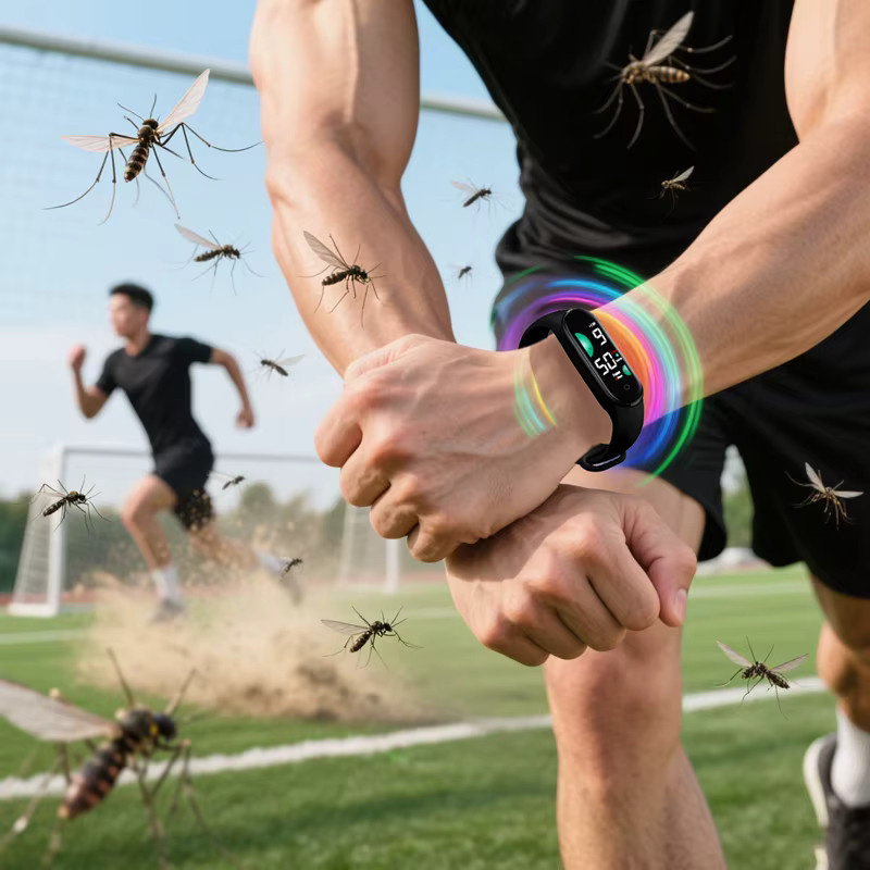 Lenovo Mückenabwehr-Armband mit Ultraschall, physikalische Mückenabwehr für Sport und Outdoor, Farben: Orange und Schwarz - Bild 6
