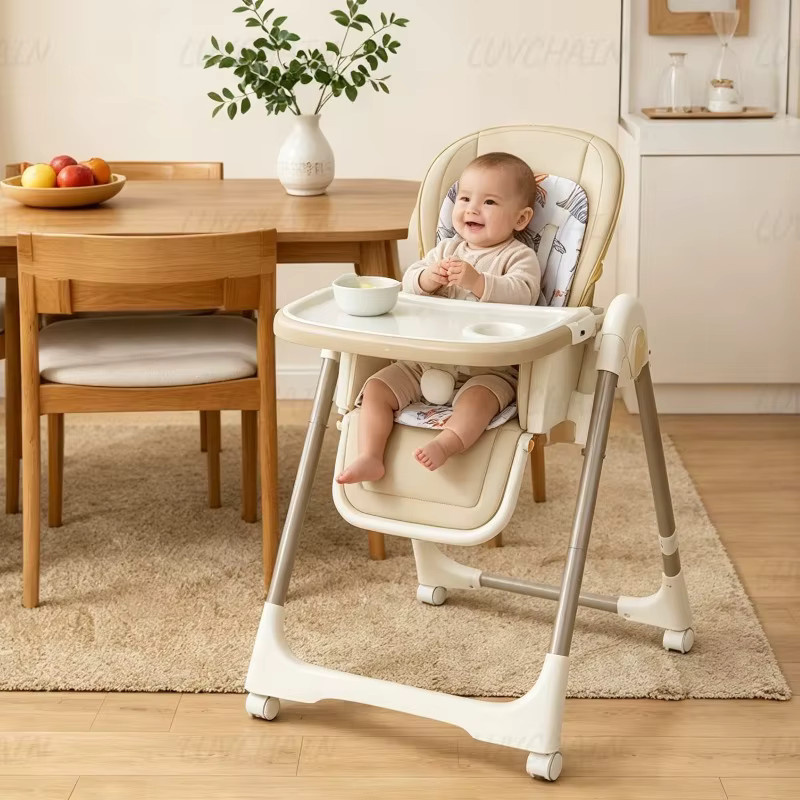 Multifunktionaler 2-in-1 Tragbarer Hochstuhl und Babyschaukel als Babywippe mit verstellbarer Rückenlehne in Weiß - Bild 2