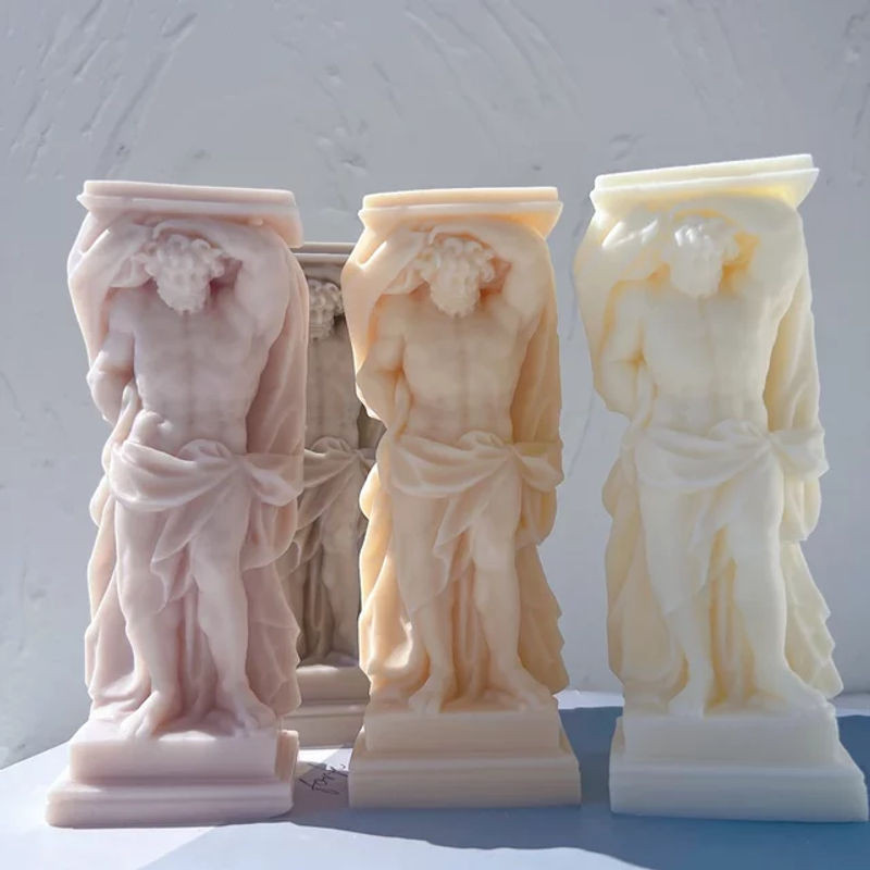 SANZON Silikonform für Atlant Statue Büsten-Skulptur zur Herstellung von Sojawachs-Figurenkerzen in Rosa und Beige - Bild 1