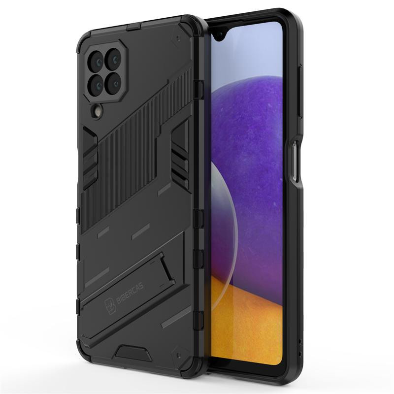 Samsung Galaxy A22 Handyhülle mit magnetischem Ständer und Stoßfestem Panzer, Schwarz - Bild 3