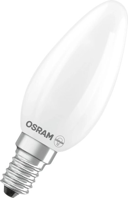 Osram LED-Leuchtmittel E14 Kerzenform in Mattweiß mit sichtbarem Filament, 3,4 W, 470 lm, 2er-Pack, Höhe: 10 cm, Durchmesser: 3,5 cm - Bild 1