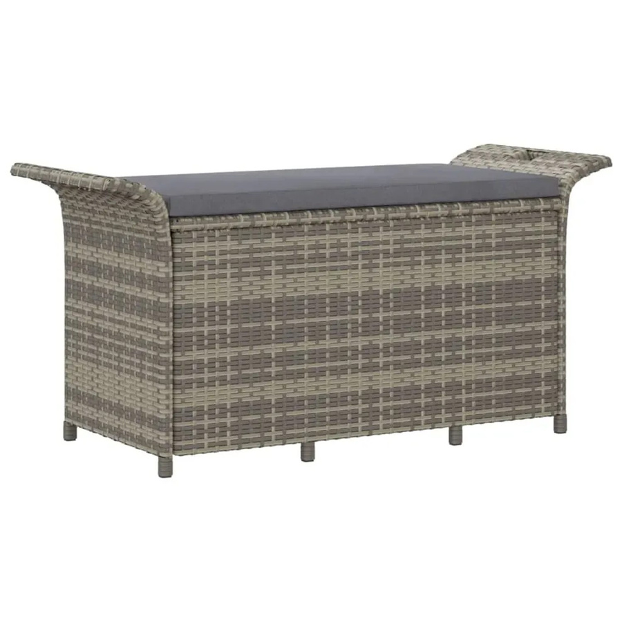 vidaXL Gartenbank aus Poly Rattan mit Kissen in Grau, B/T/H: 116 x 46 x 57 cm - Bild 2