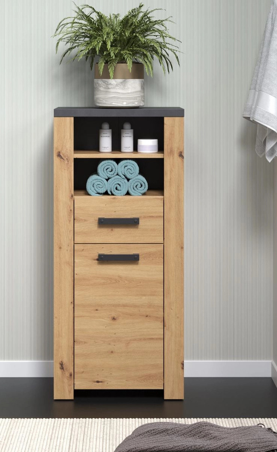 Badezimmer Kommode Jorik von TOP.FURN in Eiche Artisan und Grau, Breite: 118 cm, Tiefe: 53 cm - Bild 3
