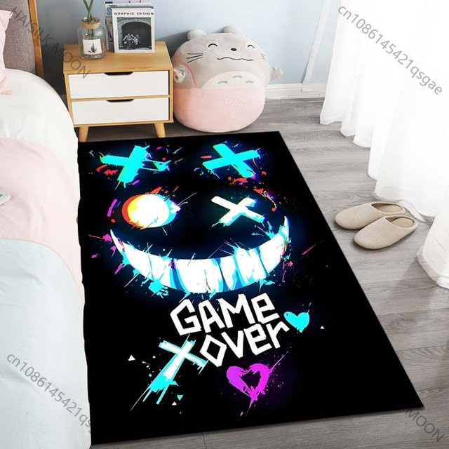 UQIDEHOME Rutschfester Teppich mit Neon Graffiti Design in Multicolour, Waschbarer Polyester-Fußmatte für Wohnzimmer, Schlafzimmer oder Badezimmer, B/T: 60 x 40 cm - Bild 1