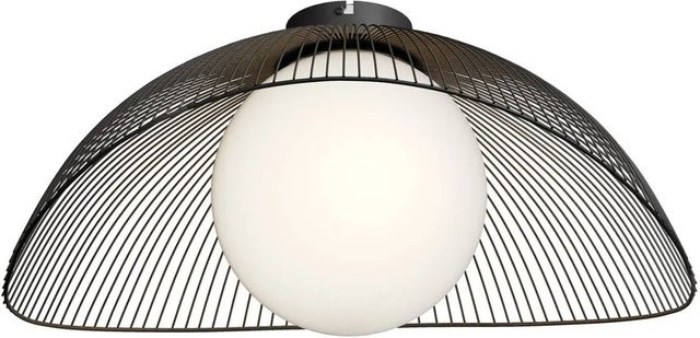 Lindby Deckenlampe Fabronia Modern Schwarz aus Metall und Glas, 1-flammig, E27, Durchmesser: 44,0 cm, Höhe: 23,5 cm - Bild 1