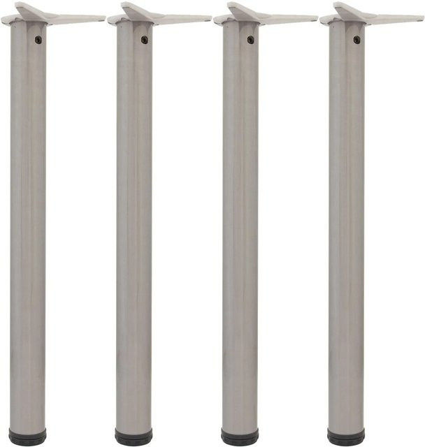 vasalat Set Camar Tischbeine höhenverstellbar, 4 Stück, Edelstahl-Effekt, Silber, Ø 60 mm, Höhe: 70 - 73 cm - Bild 1