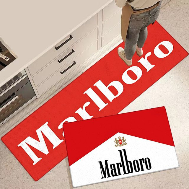 Rutschfeste Fußmatte Potdemiel Smoking Marlboros in Rot, B/T: 60 x 40 cm - Bild 1