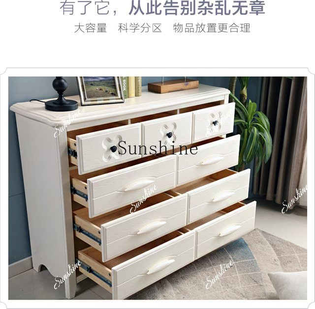 Moderner Schrank aus massivem Holz in Weiß mit Türen und Schubladen für Schlafzimmer und Wohnzimmer - Bild 1