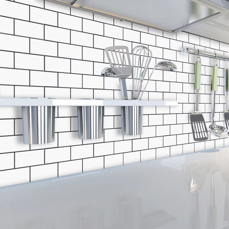 Vividtiles Ziegelstein Vinyl-Tapete als selbstklebende Fliesen, 10 Stück, wasserdicht für Küche und Badezimmer - Bild 4