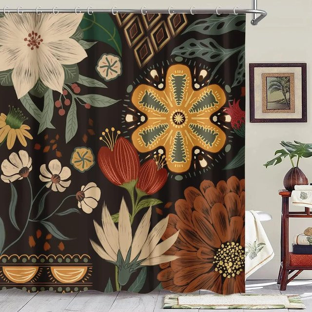William Morris Duschvorhang mit floralem Muster in Grün und Multicolour, aus Polyester, B: 90 cm, H: 180 cm - Bild 1