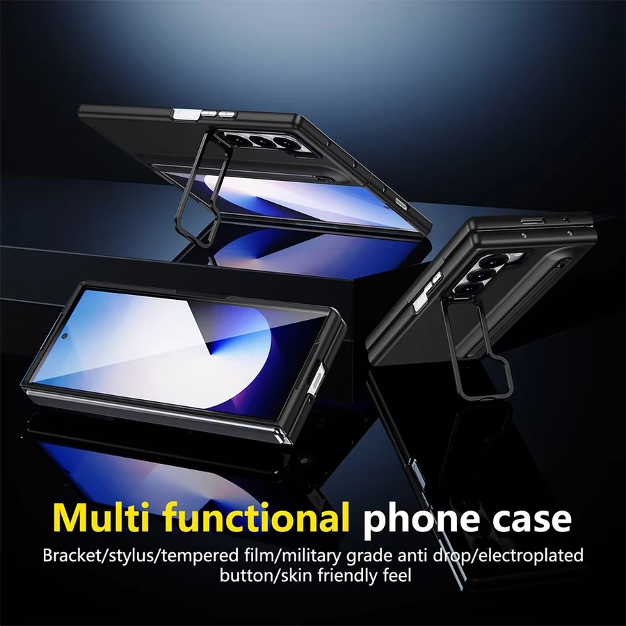 Robuste Business Schutzhülle für Samsung Galaxy Fold 7 6 5 4 mit Stylus-Steckplatz, Kickstand und gehärteter Glasfolie in Schwarz oder Blau - Bild 3