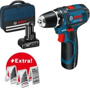 Bosch Professional GSR 12V-15 Akku-Bohrschrauber 12V in Blau/Schwarz mit 2 Akkus (2,0 Ah und 4,0 Ah), Zubehör und Tasche - Bild 4