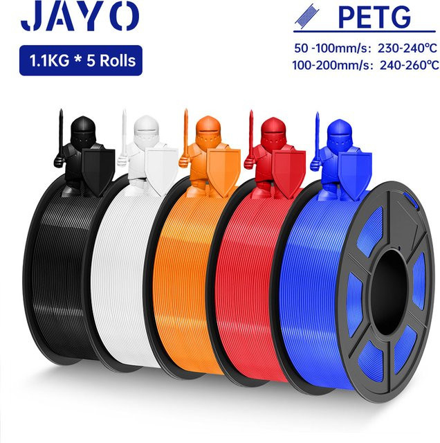 JAYO PETG-Filament Set für FDM-3D-Drucker, 5 Rollen à 1,1 kg, Durchmesser: 1,75 mm - Bild 1