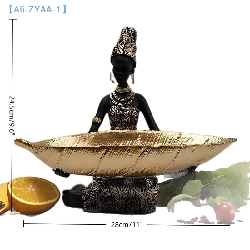 JETTING Dekorative Skulptur Afrikanisches Mädchen mit Teller als Vintage Ornament für Zuhause und Büro - Bild 2